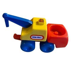 Vintage Little Tikes Tow Truck Vehicle yellow blue red plastic